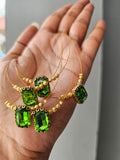 Emerald green crystal pendant chain