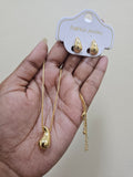 Golden teardrop drop pendant set