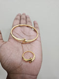 Minimal gold bangle -ring set