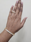 Chevron leaf bangle-ring set