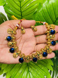 Blue Enamel Gold Coin Necklace