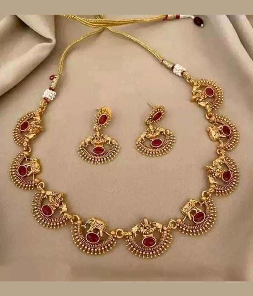 Temple Design Ruby Necklace set
