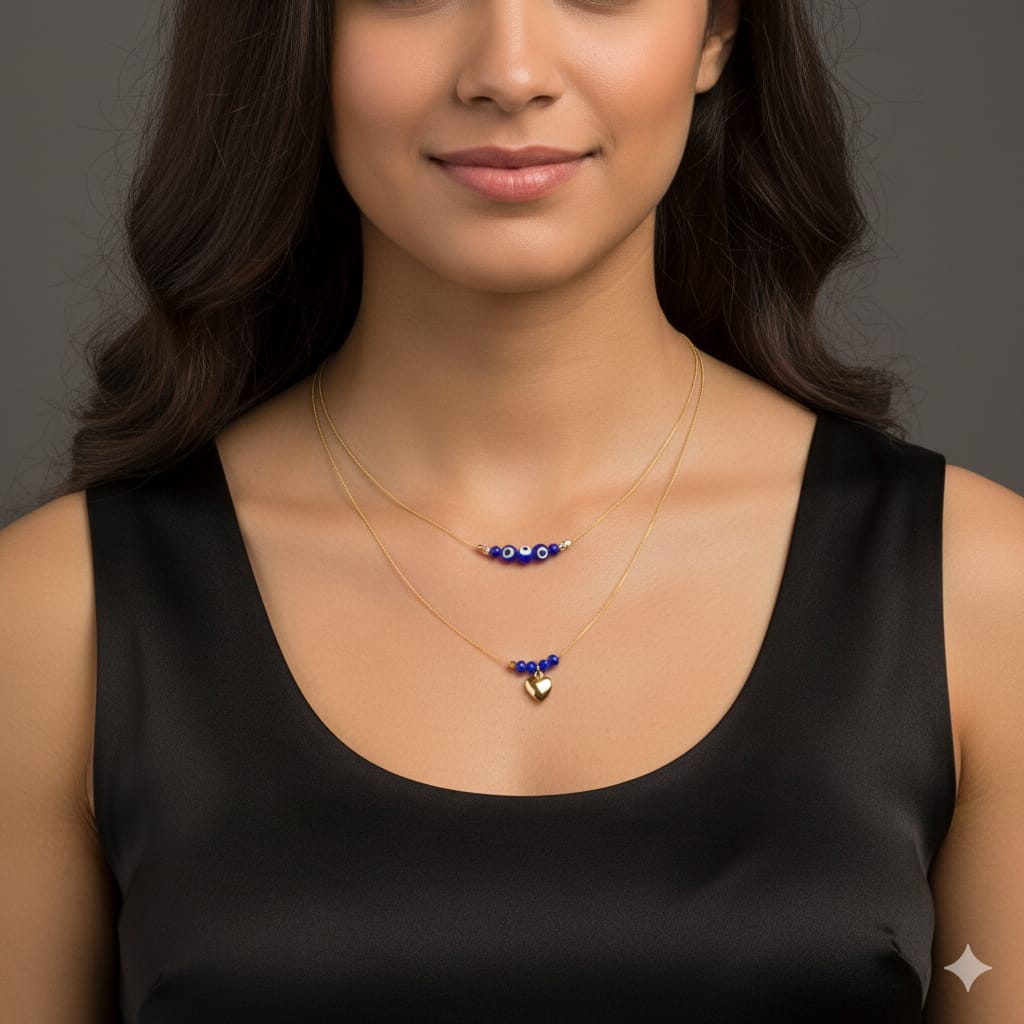 2-Layer Evil eye pendant necklace