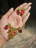 Red stone palakka necklace set