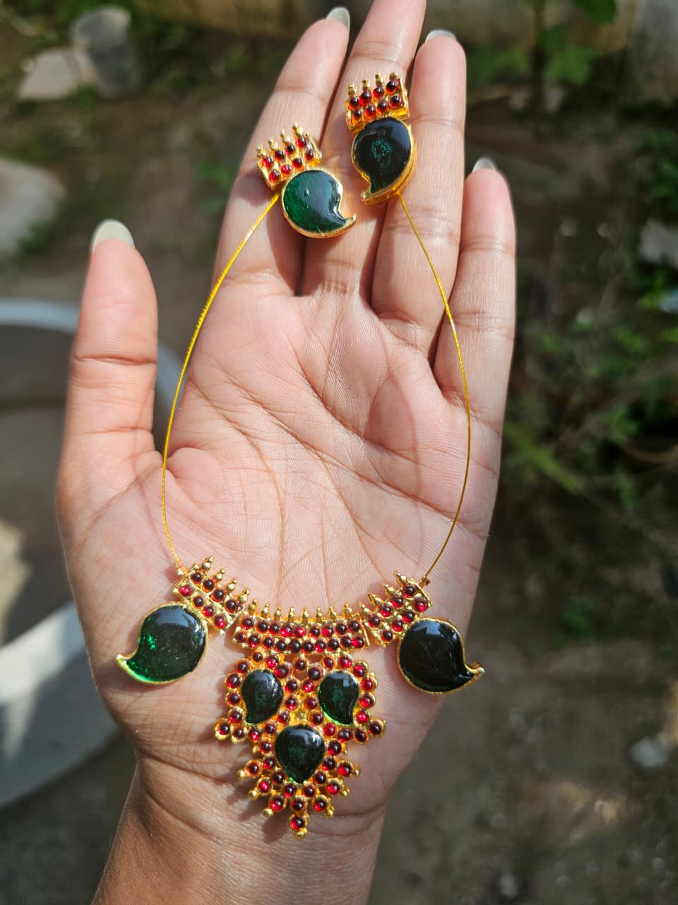 Green palakka necklace set