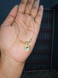 Green stone american diamond pendant chain