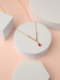 Y- Chain ruby teardrop necklace