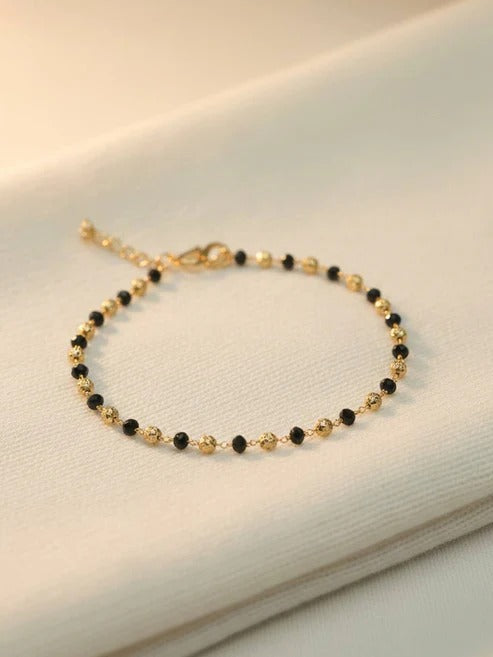 Black & Gold beaded mangalsutra bracelet