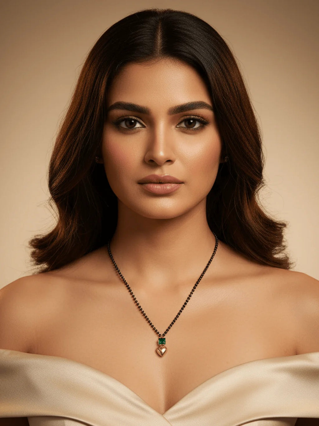 Dual stone green & gold mangalsutra
