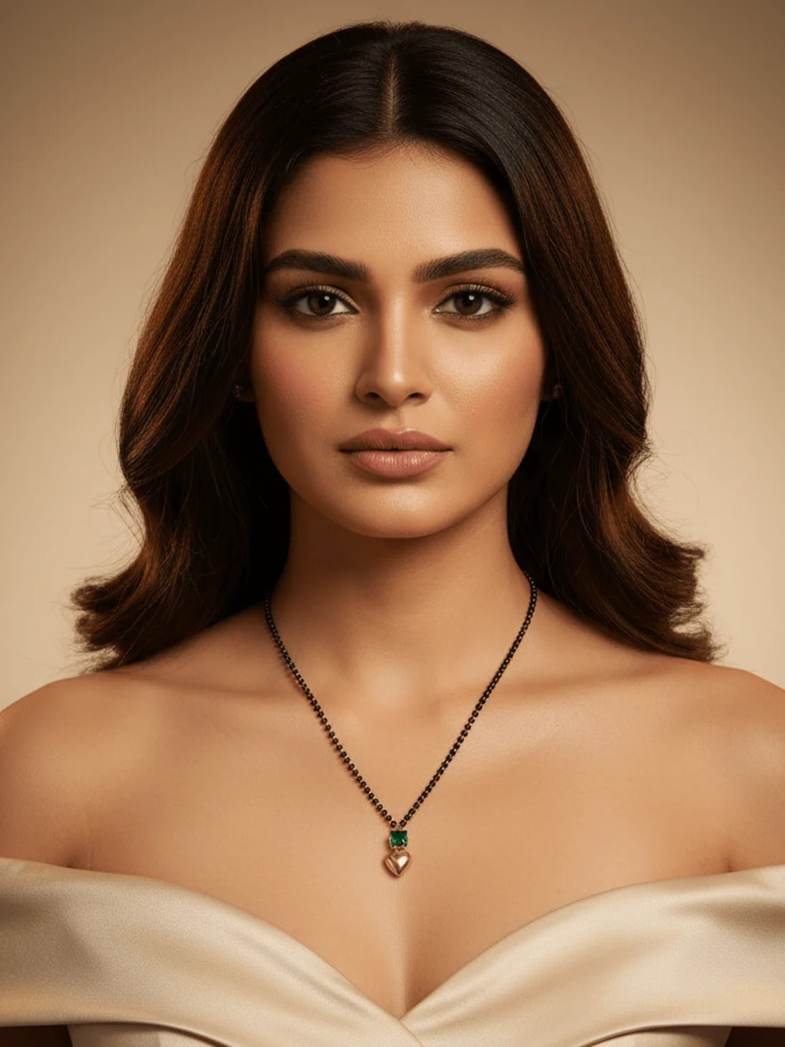 Dual stone green & gold mangalsutra