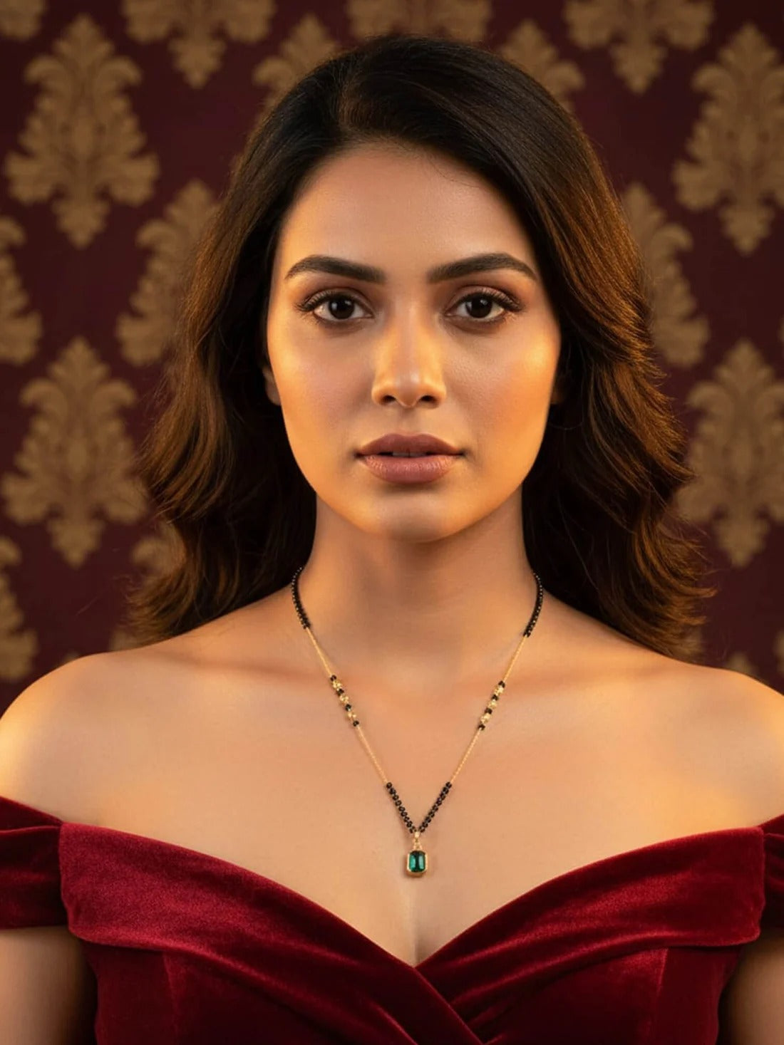 V shape teal stone pendant necklace