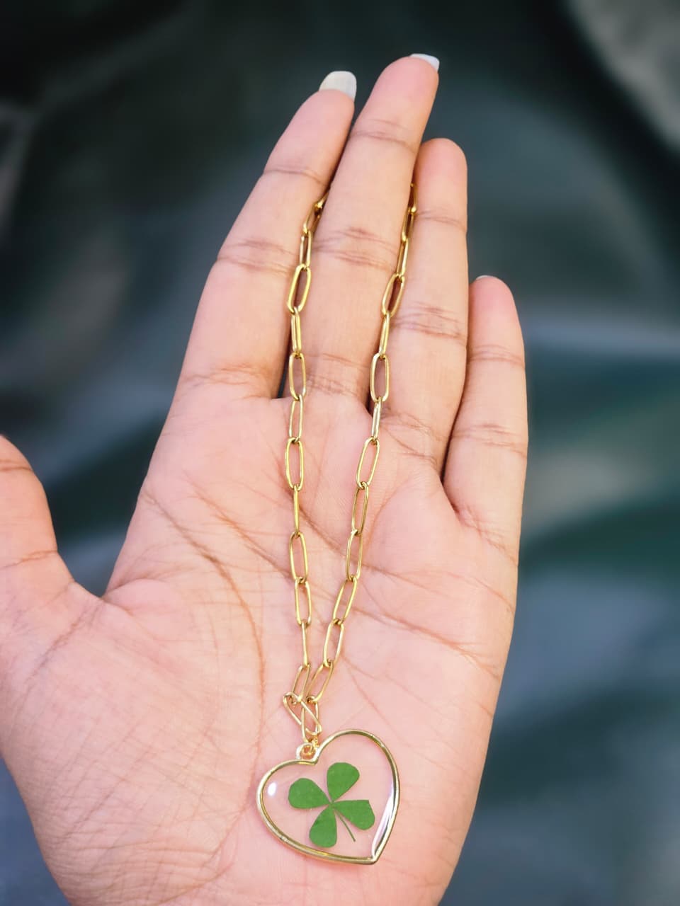 4-Leaf clover heart pendant necklace