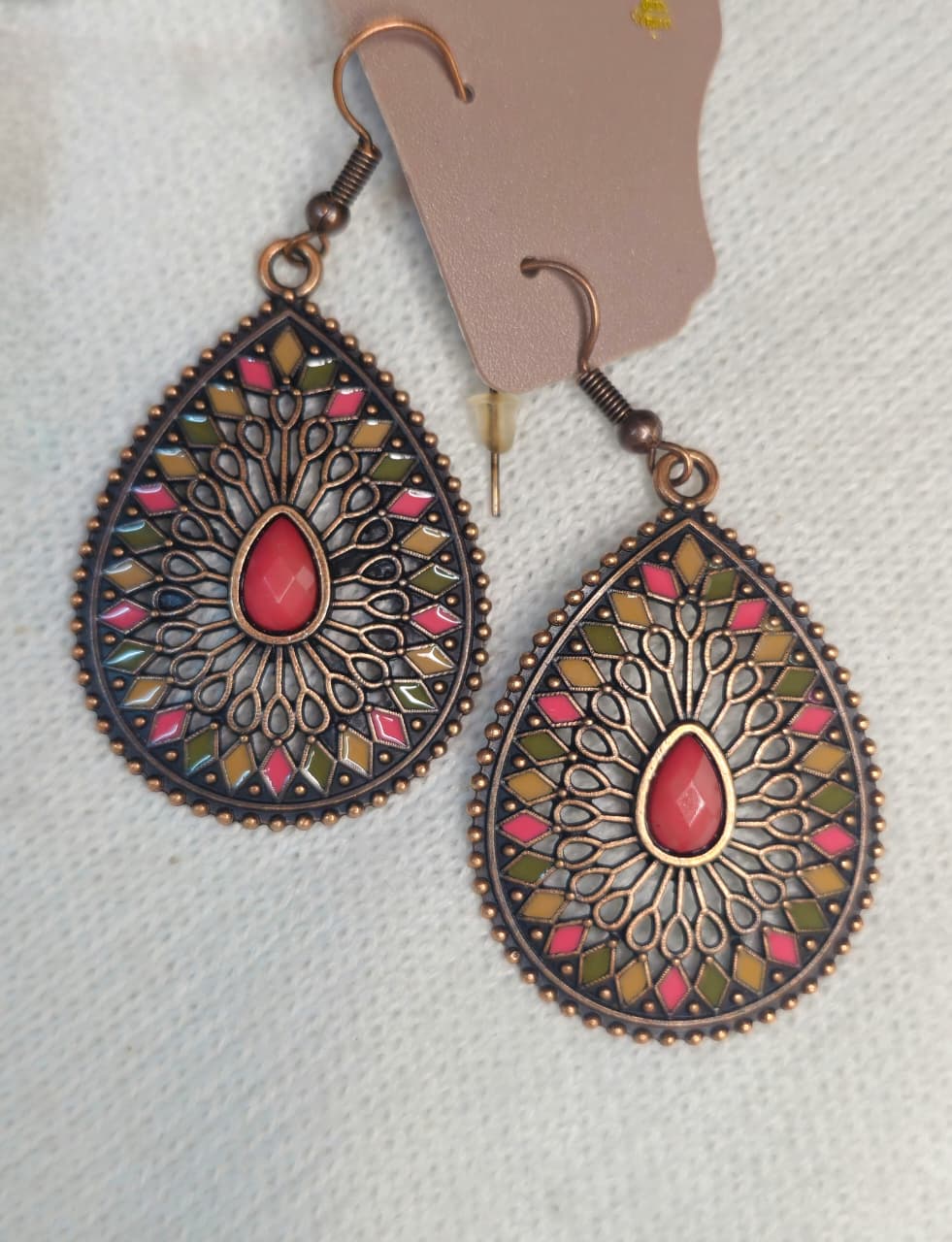 Vacation style gepmetric round earrings
