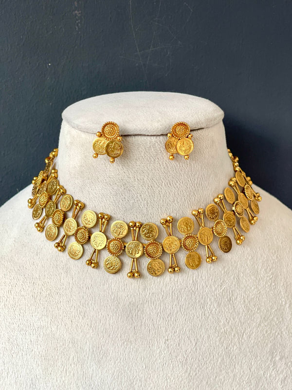 Double Stranded Gold Coin Chocker