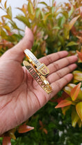 Geometric engraved slim cuff bangle