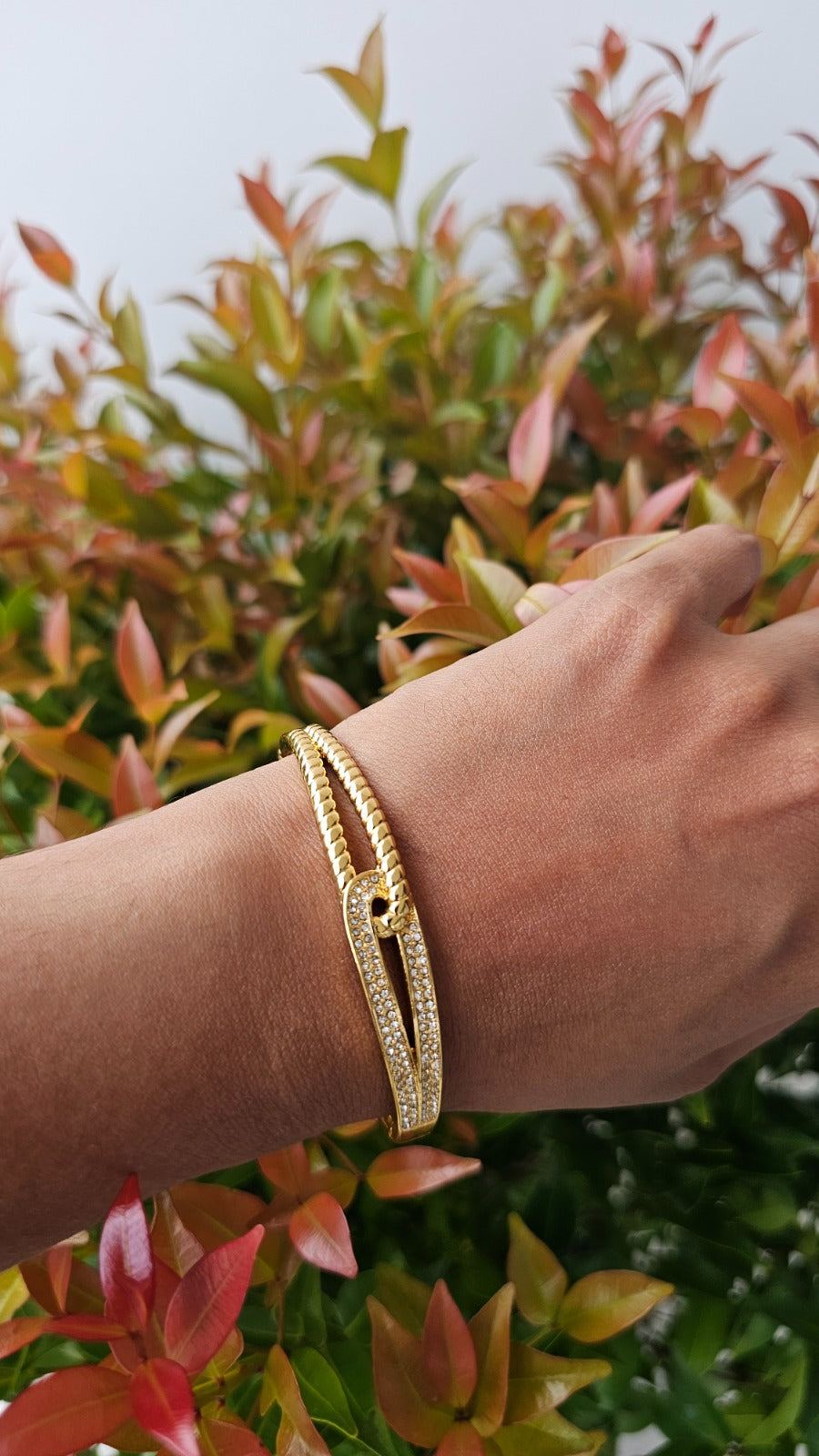 CZ studded slim cuff bangle