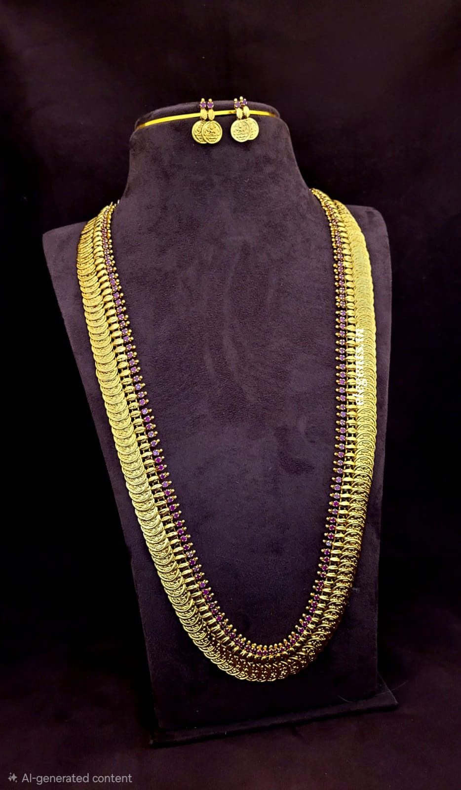 RED STONE KASUMALA WITH EARRINGS