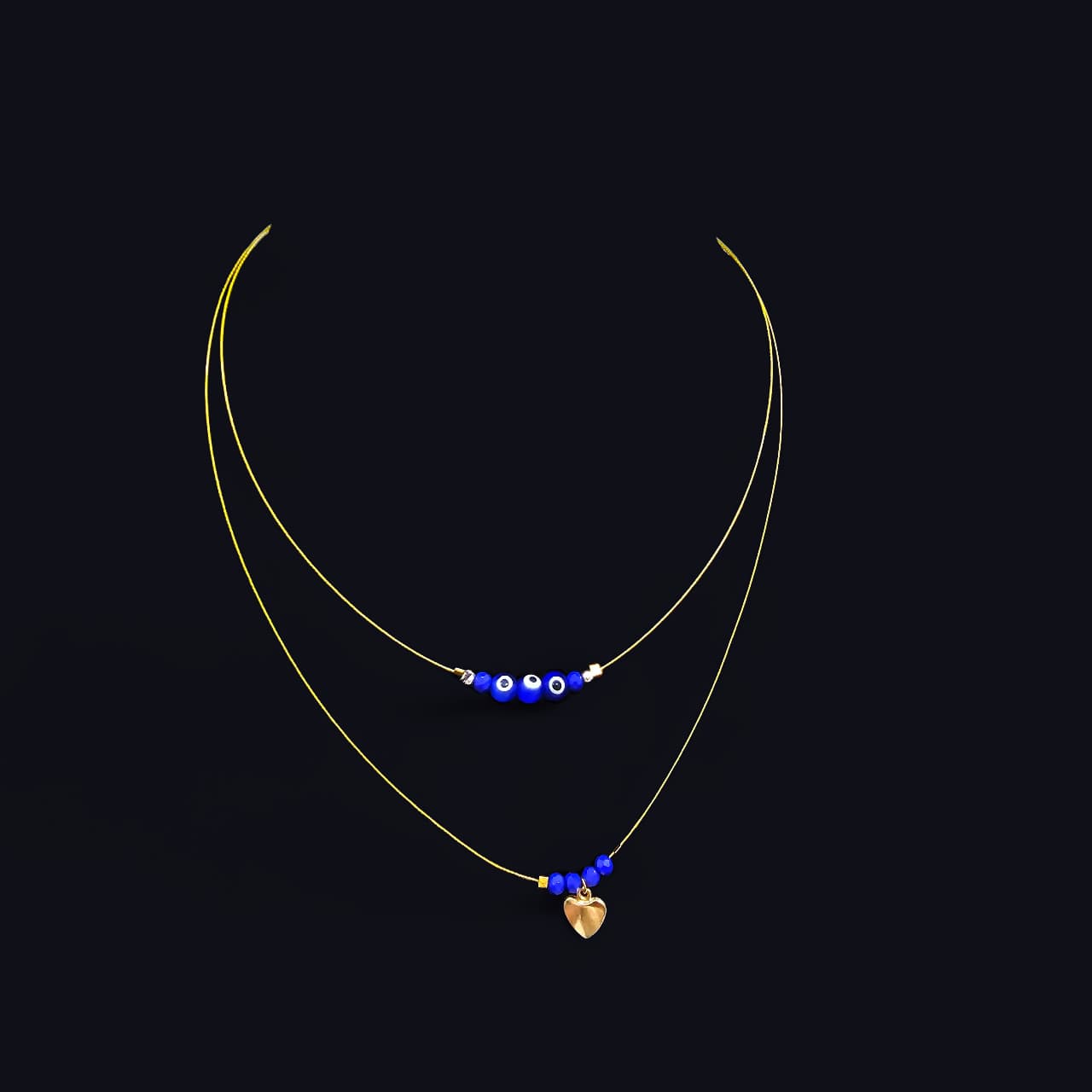 2-Layer Evil eye pendant necklace