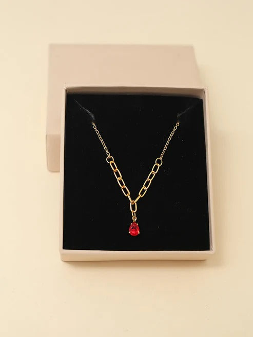 Y- Chain ruby teardrop necklace