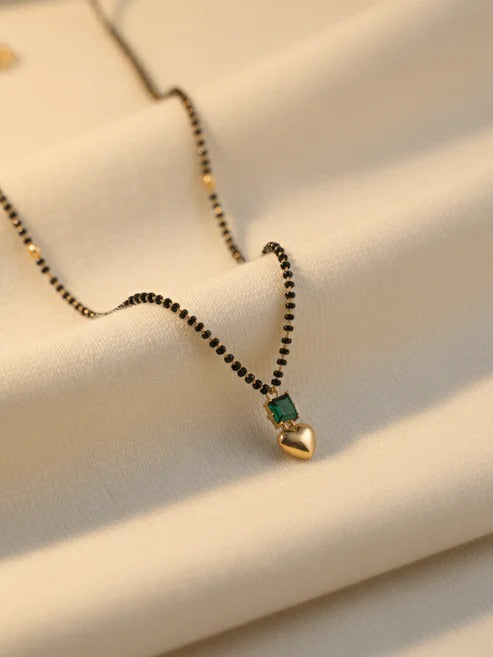 Dual stone green & gold mangalsutra