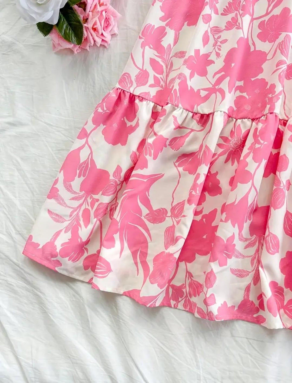 Women's Dress spring style pink white gown