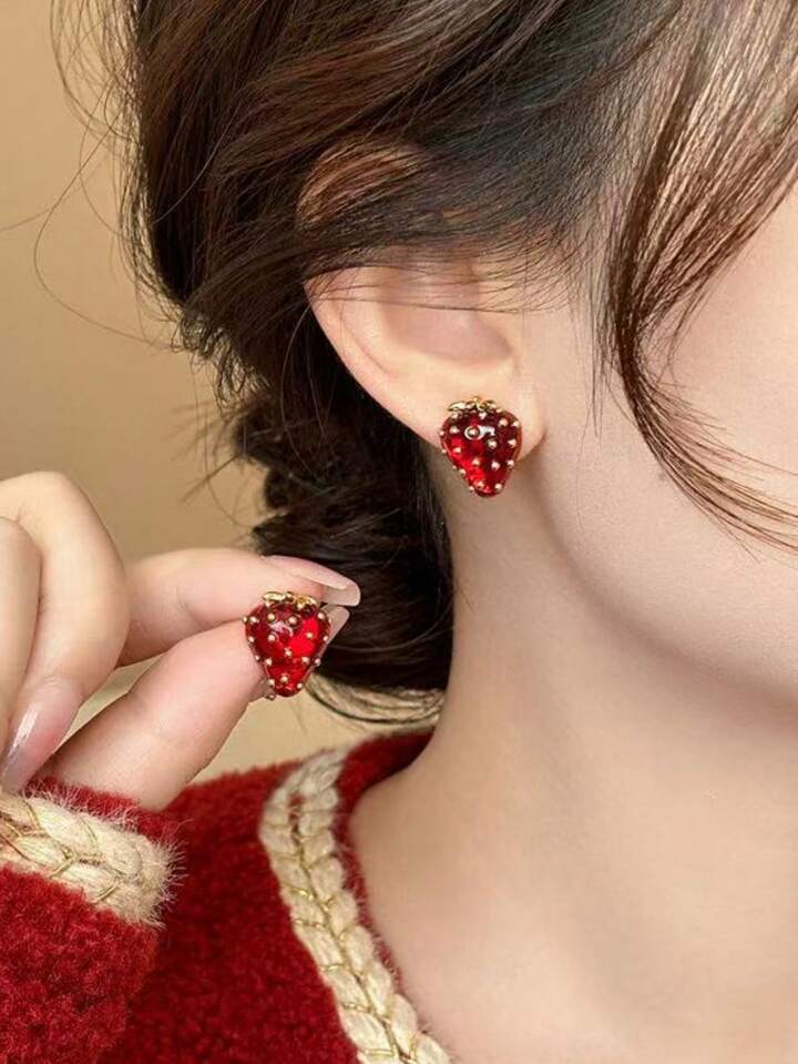 Strawberry ear stud