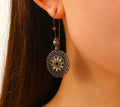 Boho floral circle dangle earrings