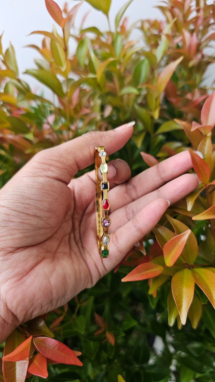 Multi stone open cuff bangle
