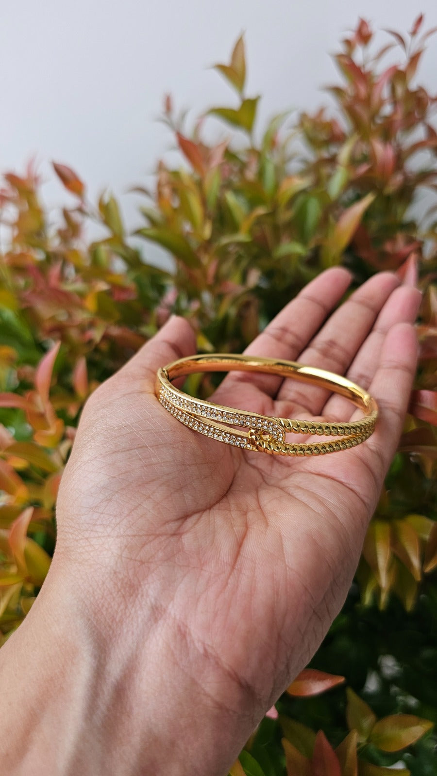 CZ studded slim cuff bangle