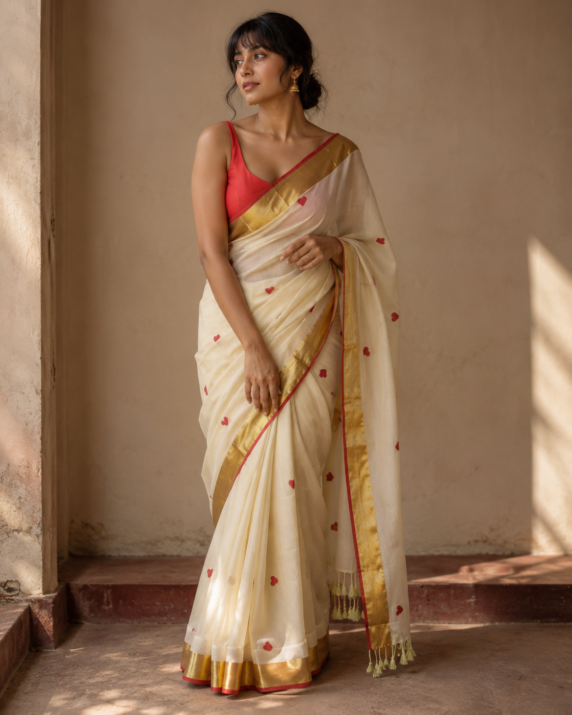 Mul cotton embroidery saree