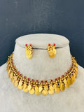 RUBY STONE COIN SINGLE LAYER ELAKKATHALI CHOKER