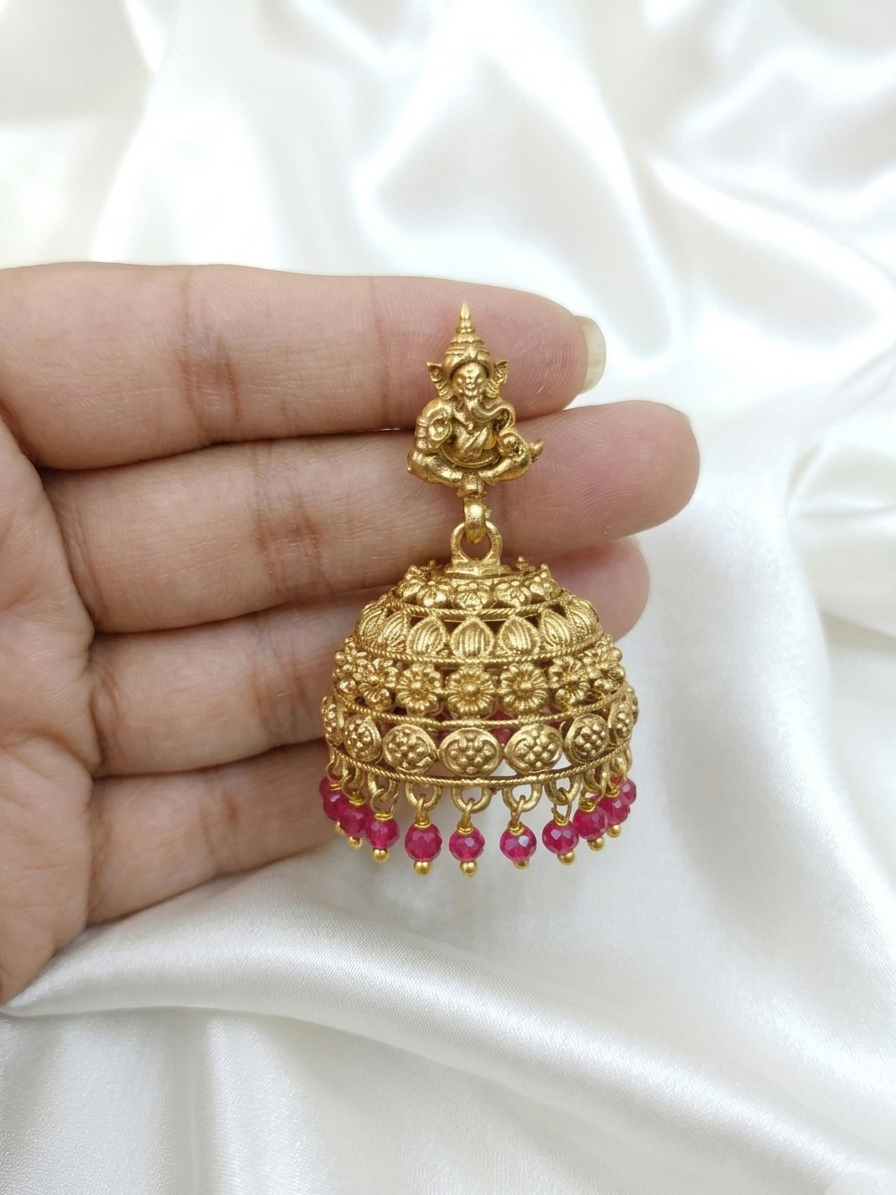 Ganesh hook jhumka earrings