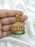 Ganesh hook jhumka green beads