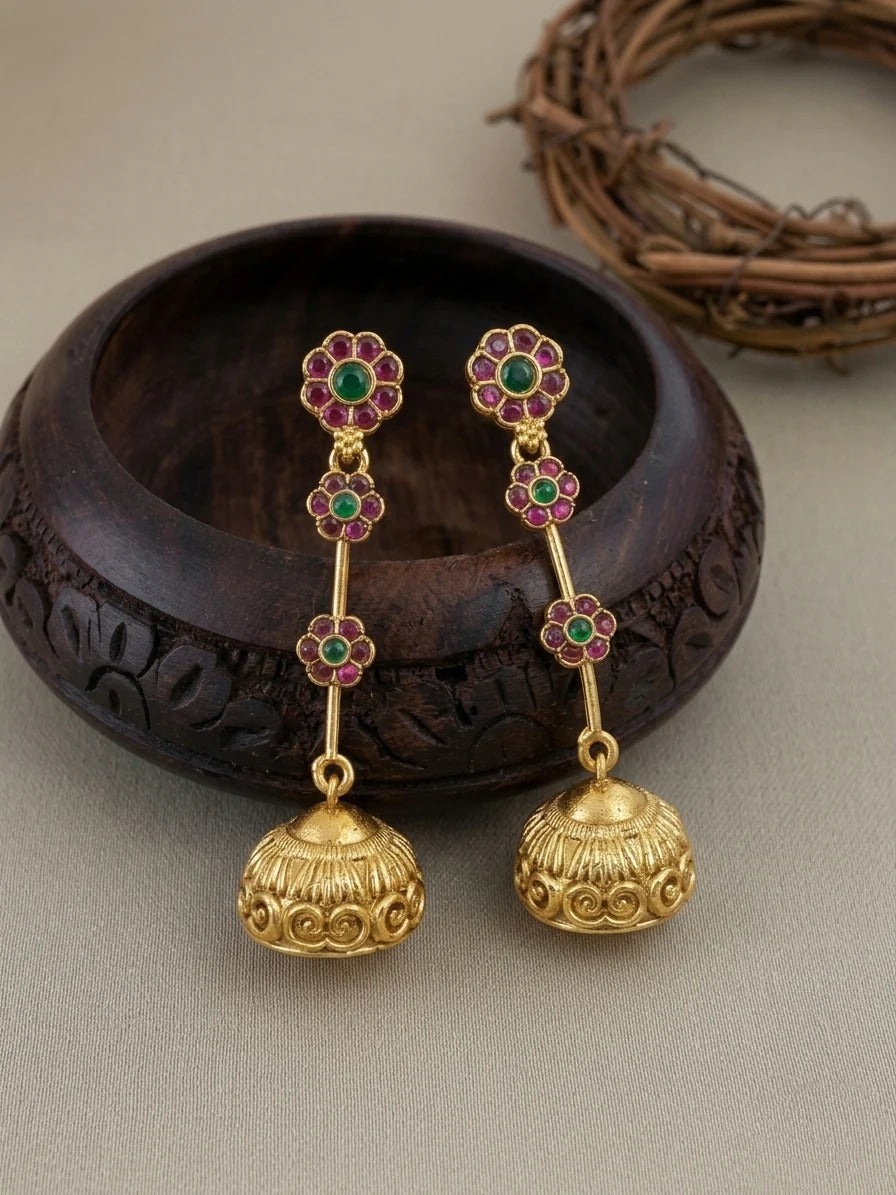 Floral jhumka earrings