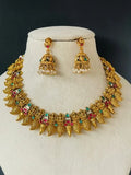 MULTI STONE LEKSHMI TEMPLE NECKLACE CHOKER