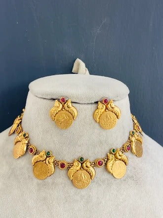 MULTI STONE COIN PEACOCK CHOKER