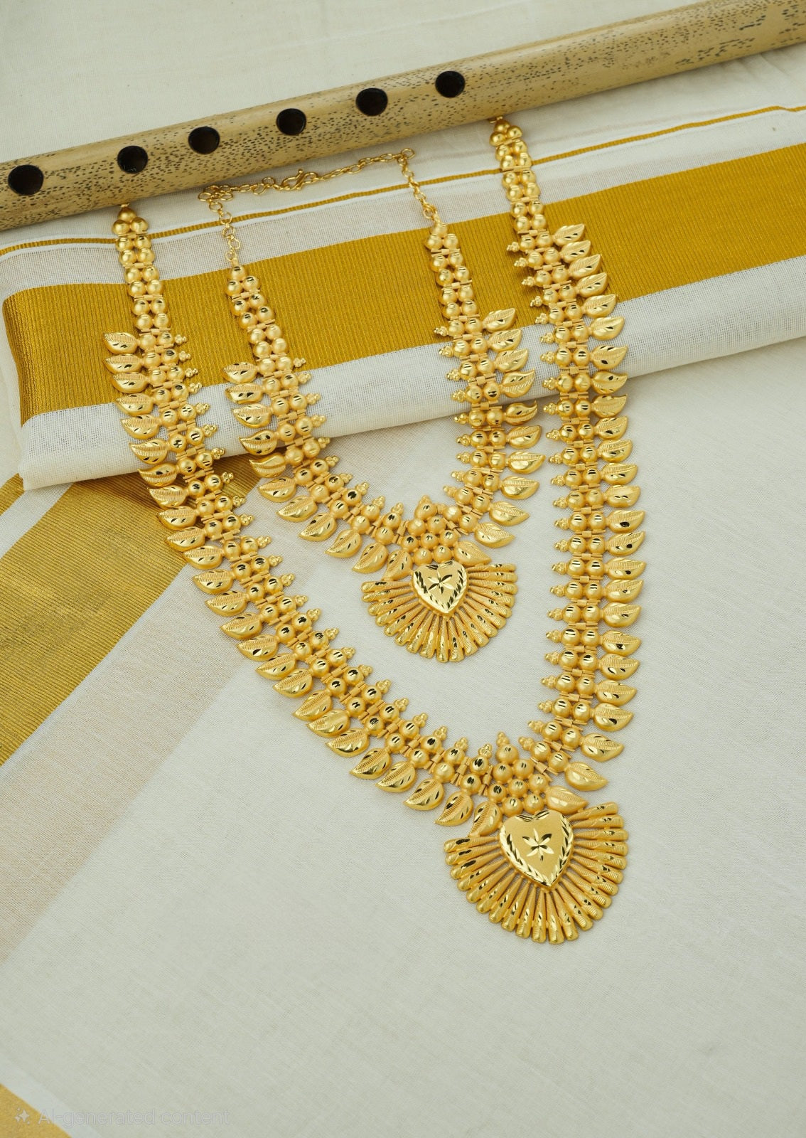Gold plated necklace and longharam combo