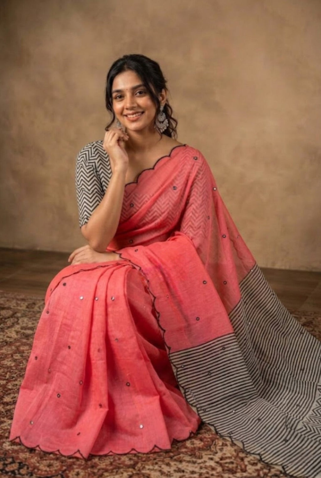Chanderi mirror embroidery sarees