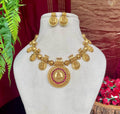 Antique lakshmi coin necklace with studs