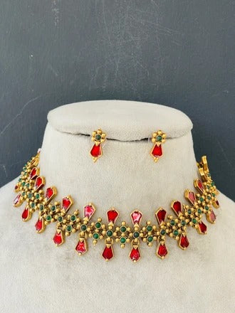 RUBY PALAKKA EMERALD STONE CHOKER