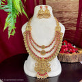 Antique lakshmi layered coin long haram with hanging earrings