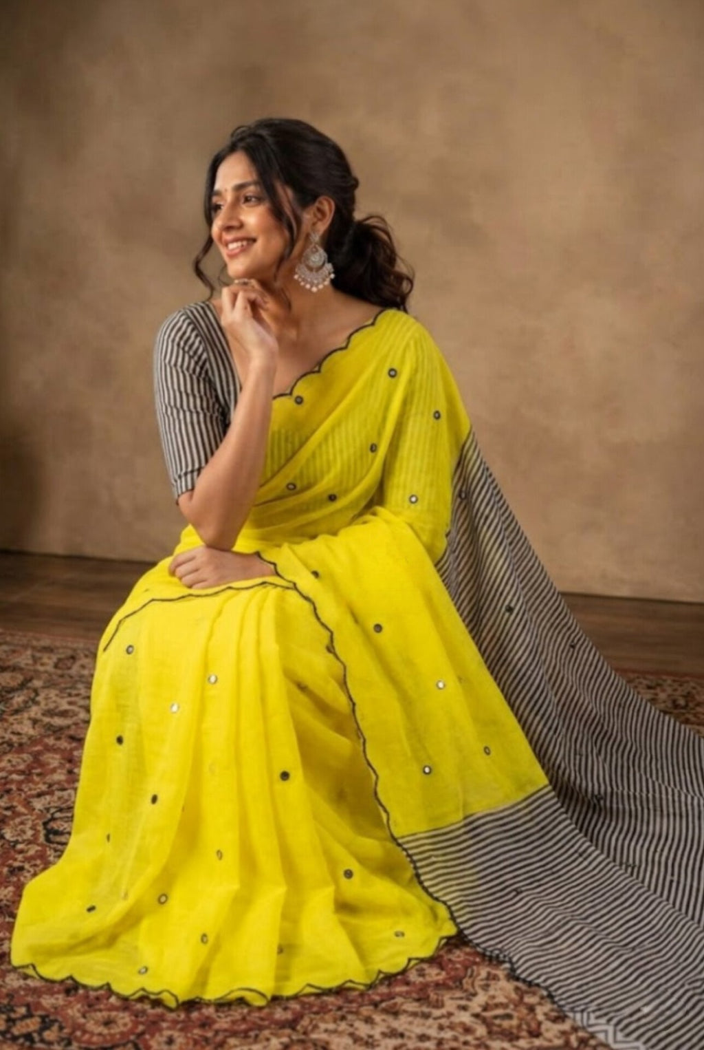 Premium chanderi mirror embroidery sarees